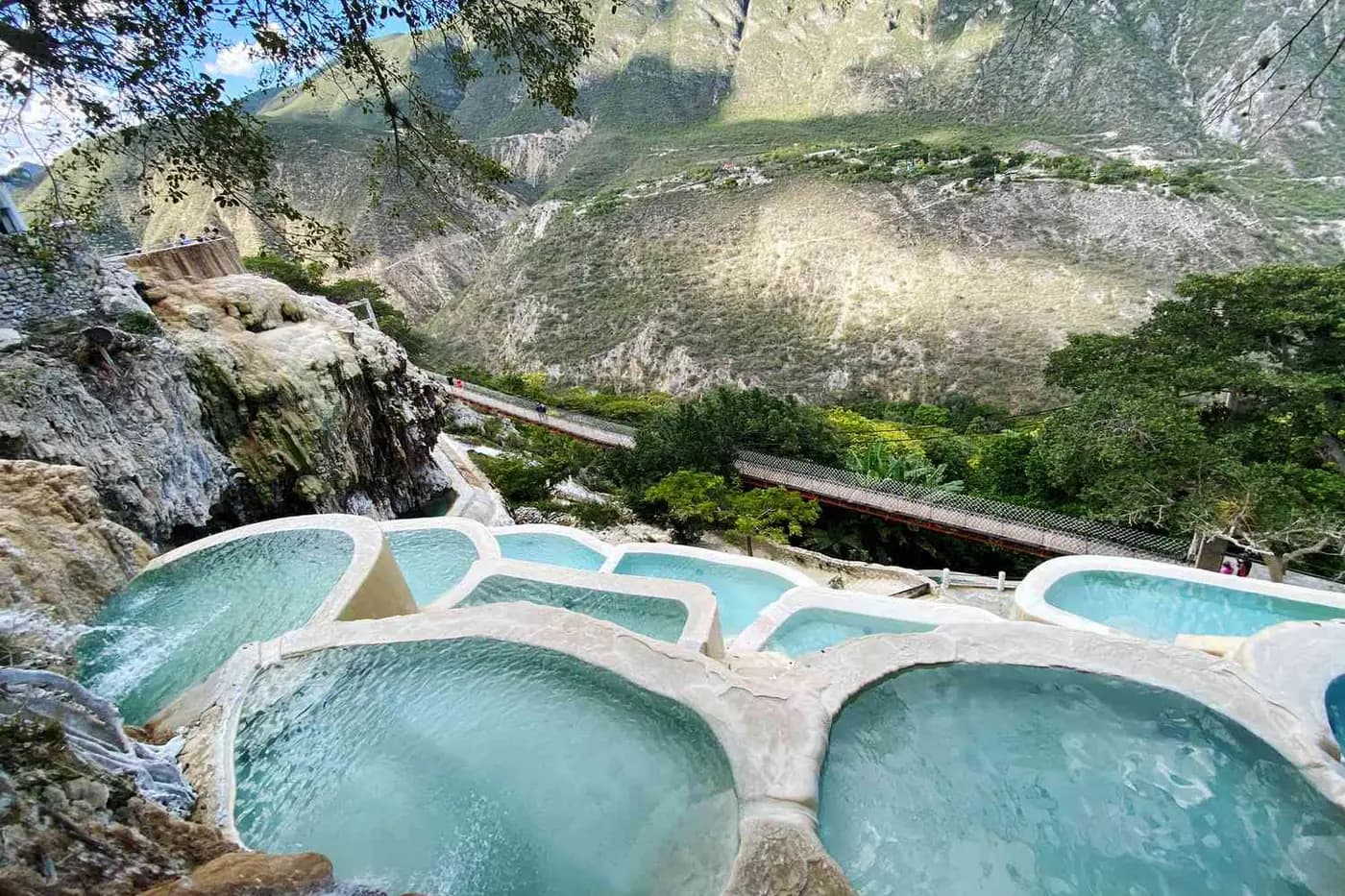 Infinity-style thermal pools above the Tolantongo valley