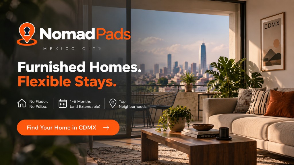 Nomad Pads: furnished homes and flexible stays in Mexico City. No fiador, no poliza. Find your home in CDMX.